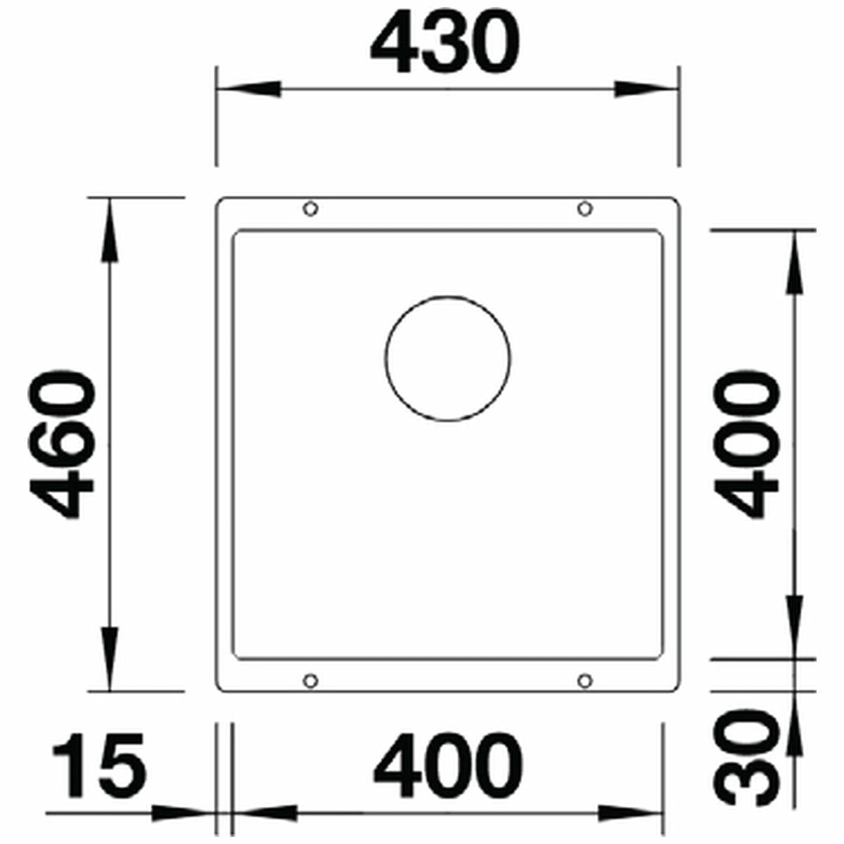 Blanco SUBLINE single bowl undermount sink - Black Silgranit, 30L bowl, overflow - SUBLINE400UBK5