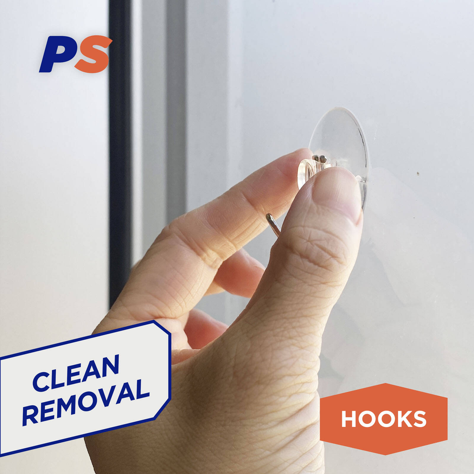 Permastik Medium Clear Plastic Suction Wall Hooks - 4 Pack