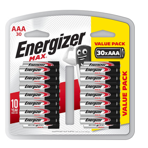Energizer Max AAA Alkaline Batteries - 30 Pack