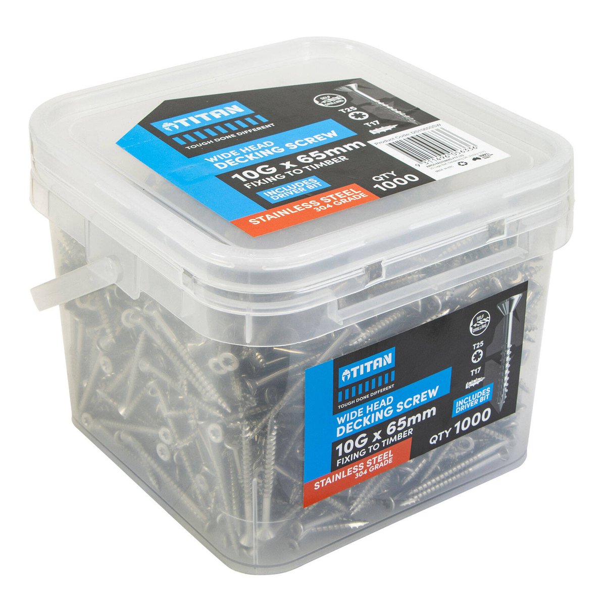 Titan 10g x 65mm Wide Head Decking Screw 304 Stainless Steel - Pack of 1000 - Strong Hold - Flush Finish - SuperSaverAU - view 3
