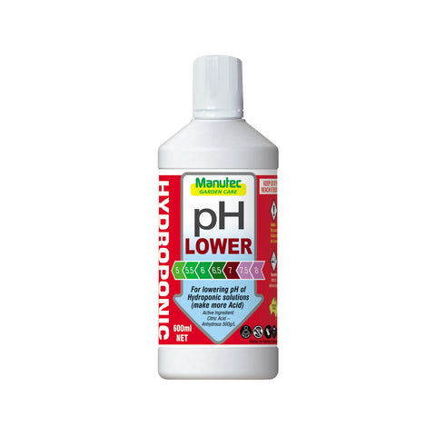 Manutec 600ml Hydroponic pH Lower Acidifying Solution