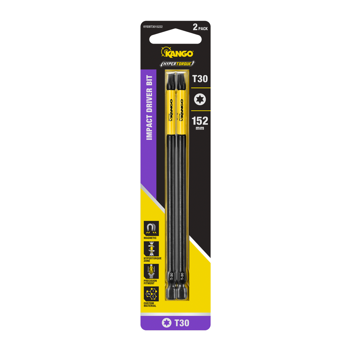 Kango 152mm TX30 HYPERTORQUE Impact Driver Bits 2 Pack - High Torque, Magnetised Tips - SuperSaverAU - view 1
