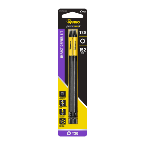Kango 152mm TX30 HYPERTORQUE Impact Driver Bits 2 Pack - High Torque, Magnetised Tips - SuperSaverAU - view 1