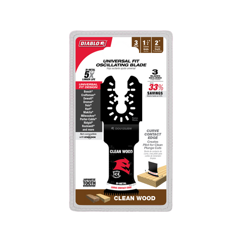 Diablo 32mm Universal Fit Bi-Metal Multi-Tool Blades for Clean Wood, 3 Pack