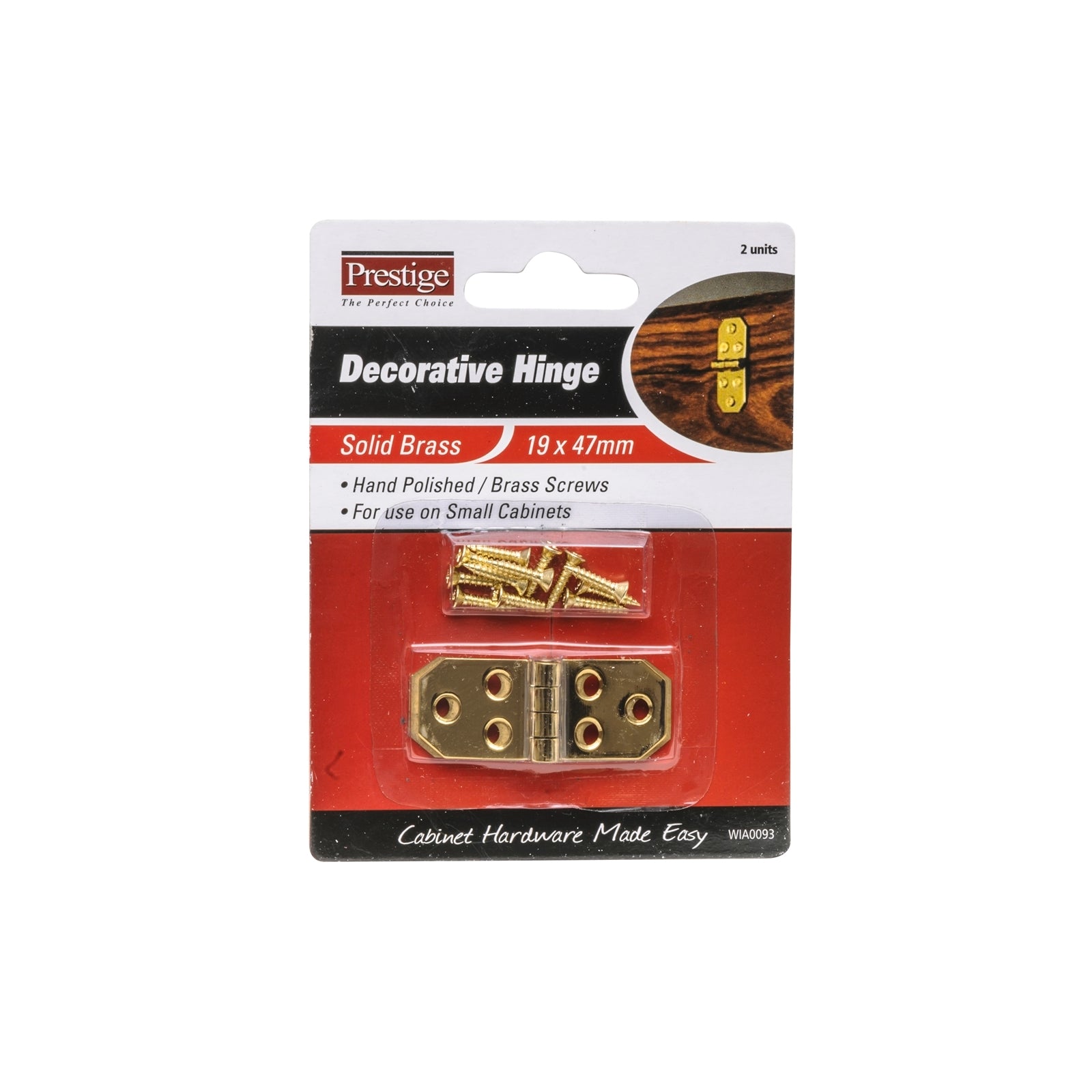 Prestige 19 x 47 x 1mm Polished Brass Decorative Hinges