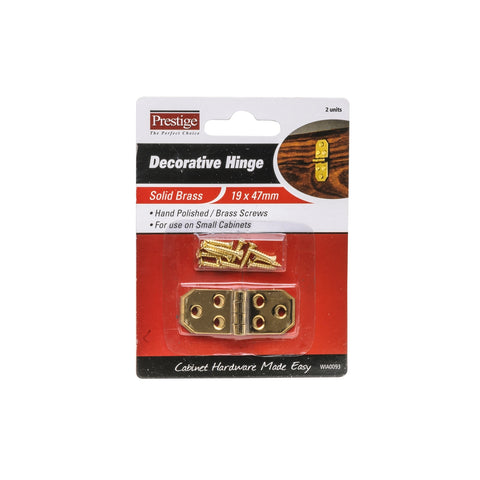 Prestige 19 x 47 x 1mm Polished Brass Decorative Hinges