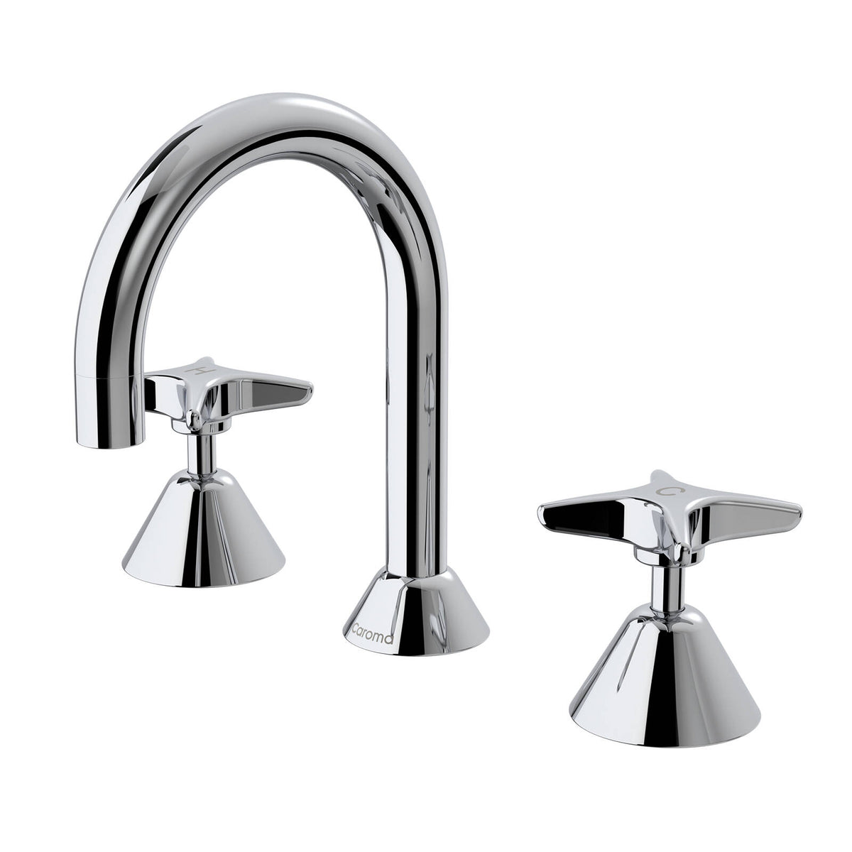 Caroma Elegance II 3 Hole Basin Set, Polished Chrome, WELS 5 Star 6L/min, Lead-Free Brass