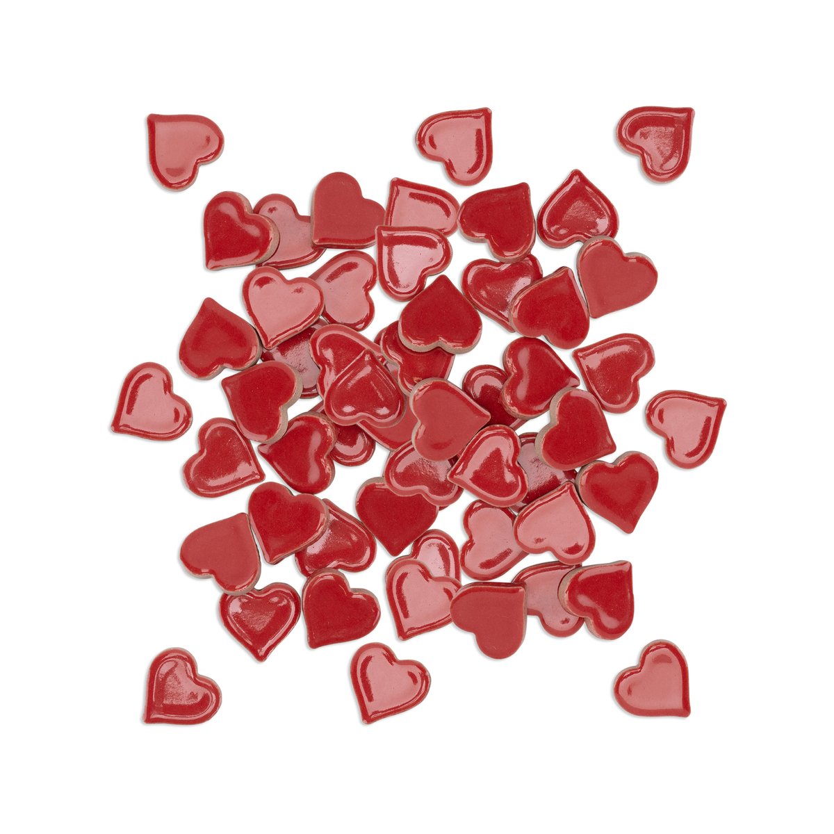 Mandala Art Red Ceramic Hearts 19 x 18mm Glazed Mosaic Craft Indoor & Outdoor