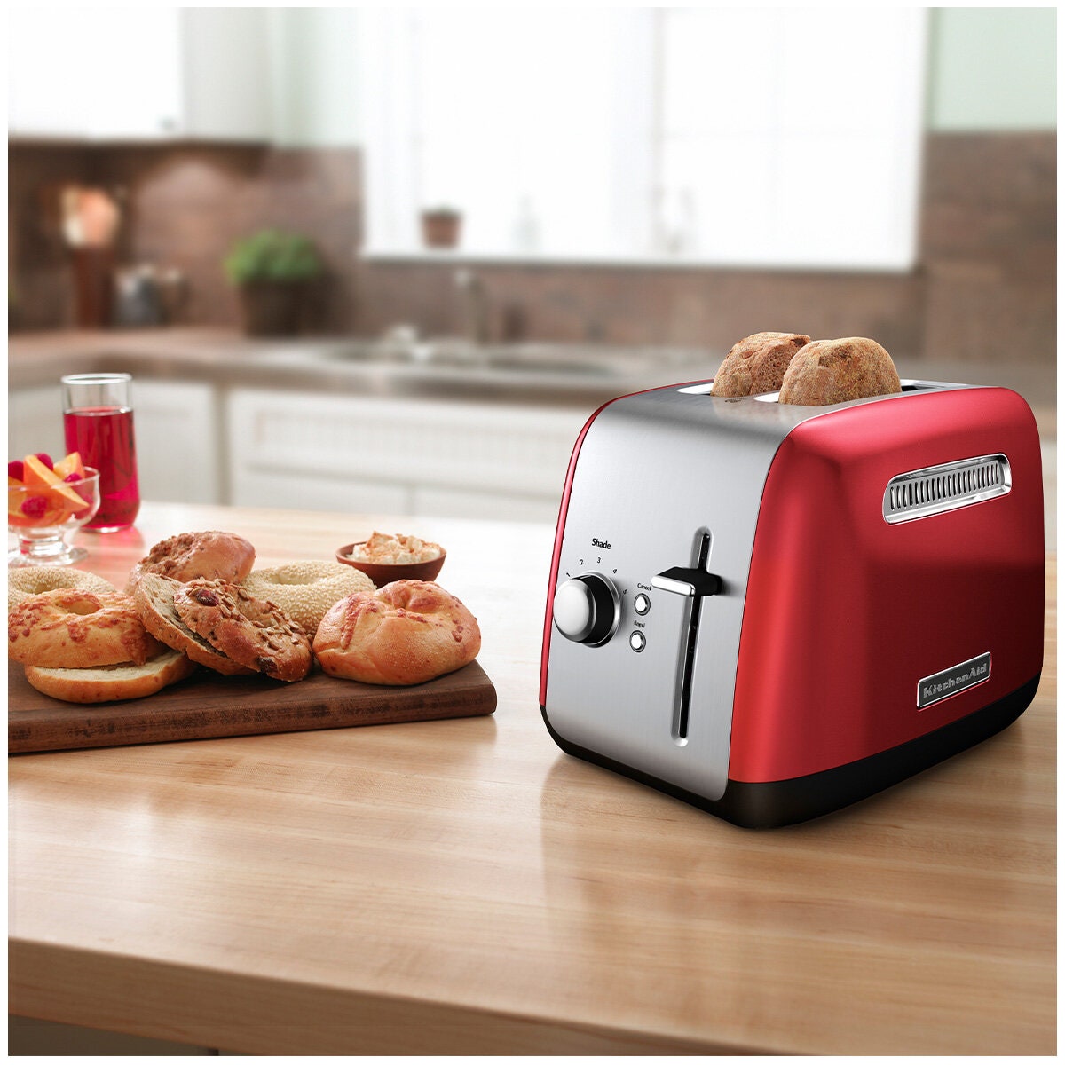 KitchenAid Classic 2 Slice Toaster - Empire Red, 5 Shade Settings, All Metal Construction - 5KMT2115AER