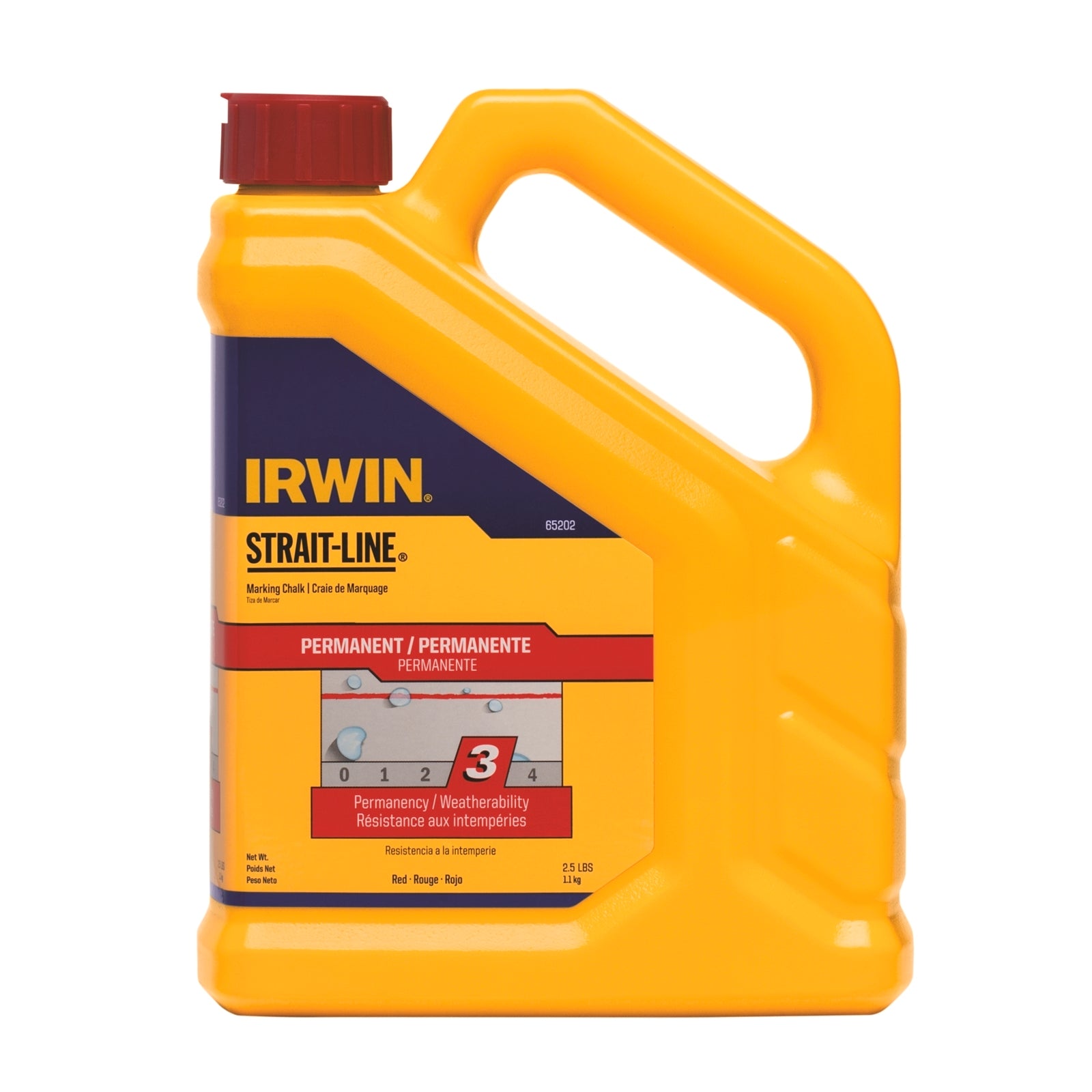 Irwin Strait-Line 1.1kg Red Chalk Powder Refill, Flip-Top Bottle for Chalk Lines