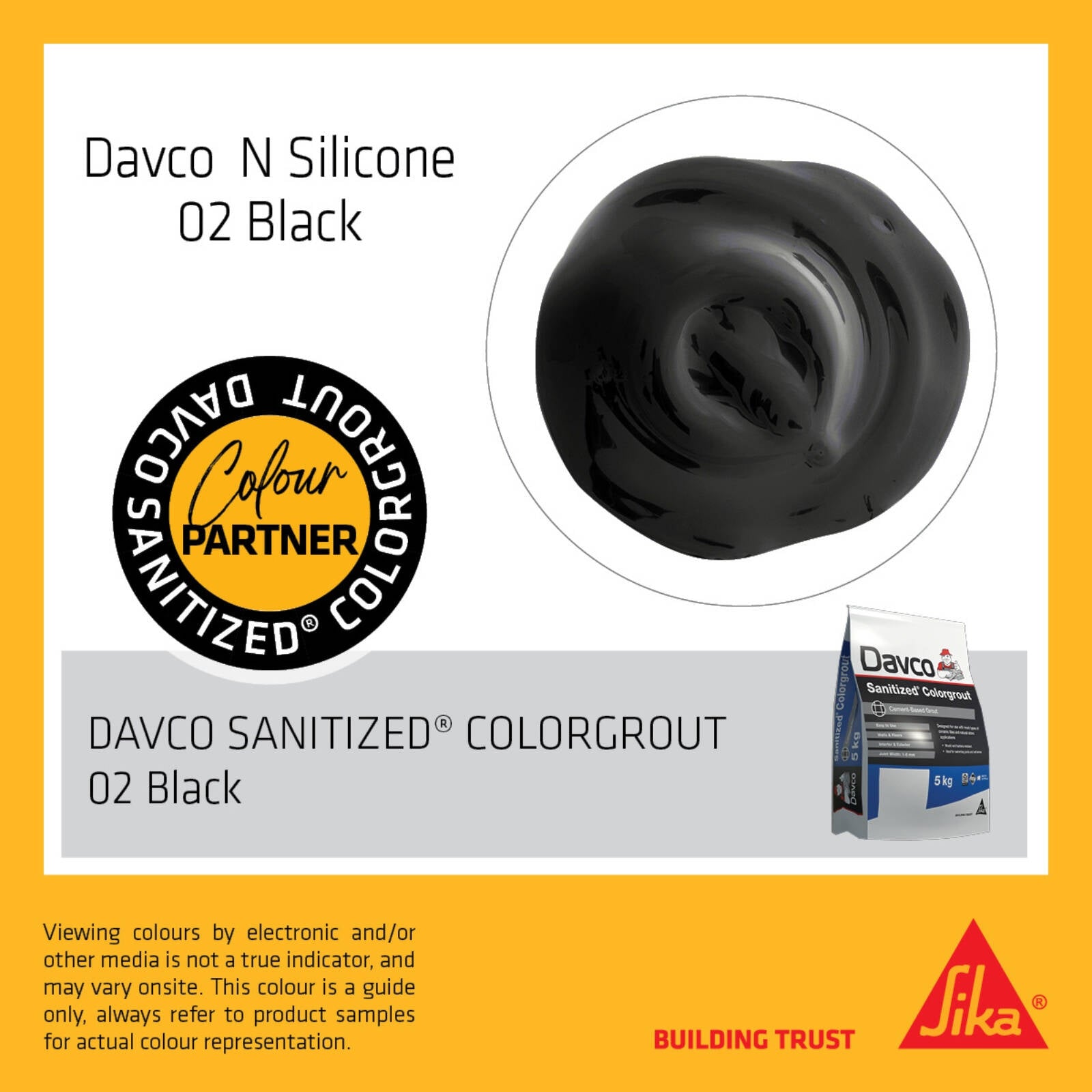 Sika Davco N Silicone Neutral Cure Black NO2 300ml