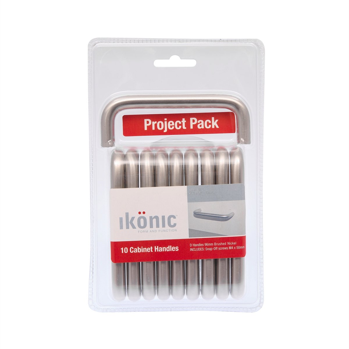Ikonic D Handle - 96mm - Zinc Alloy - Brushed Nickel Finish - SuperSaverAU - view 2