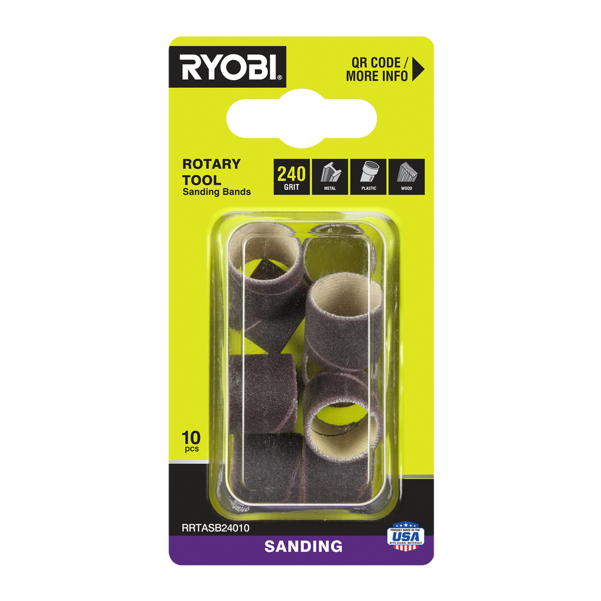Ryobi 240 Grit Sanding Band for Rotary Tools - 10 Pack (Aluminium Oxide)