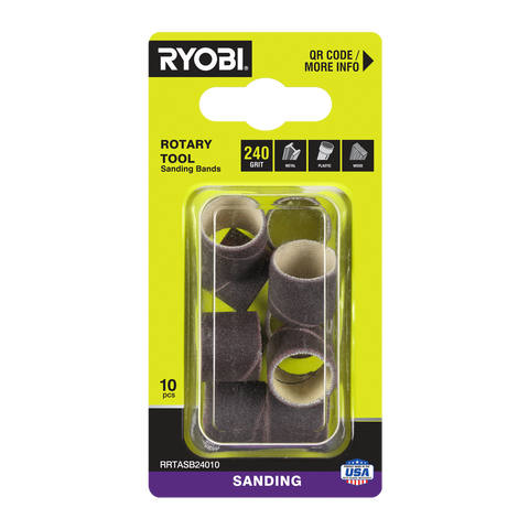 Ryobi 240 Grit Sanding Band for Rotary Tools - 10 Pack (Aluminium Oxide)