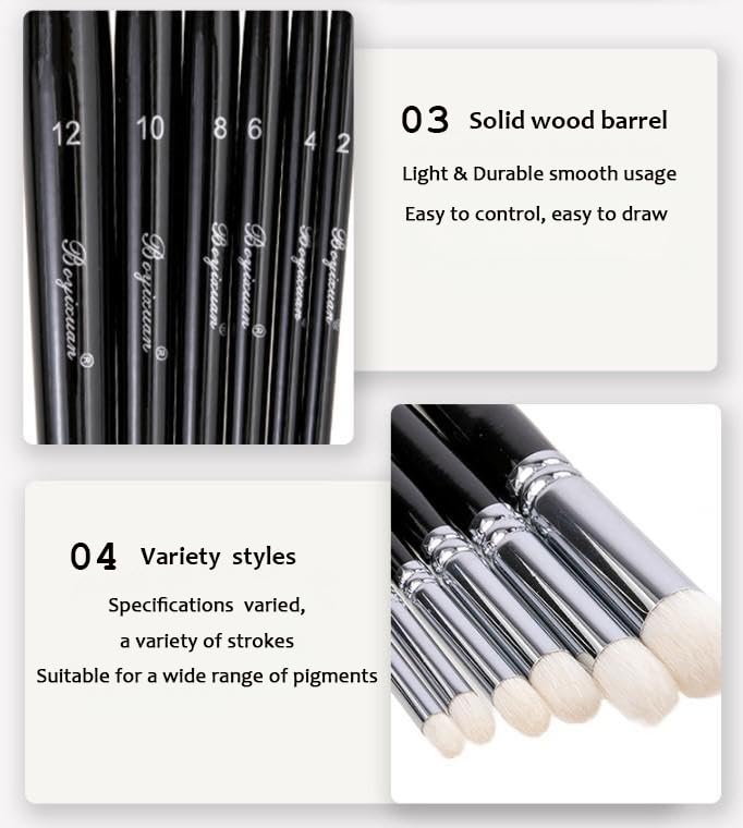 Professional Wool Dry Brush Set - 6 Sizes