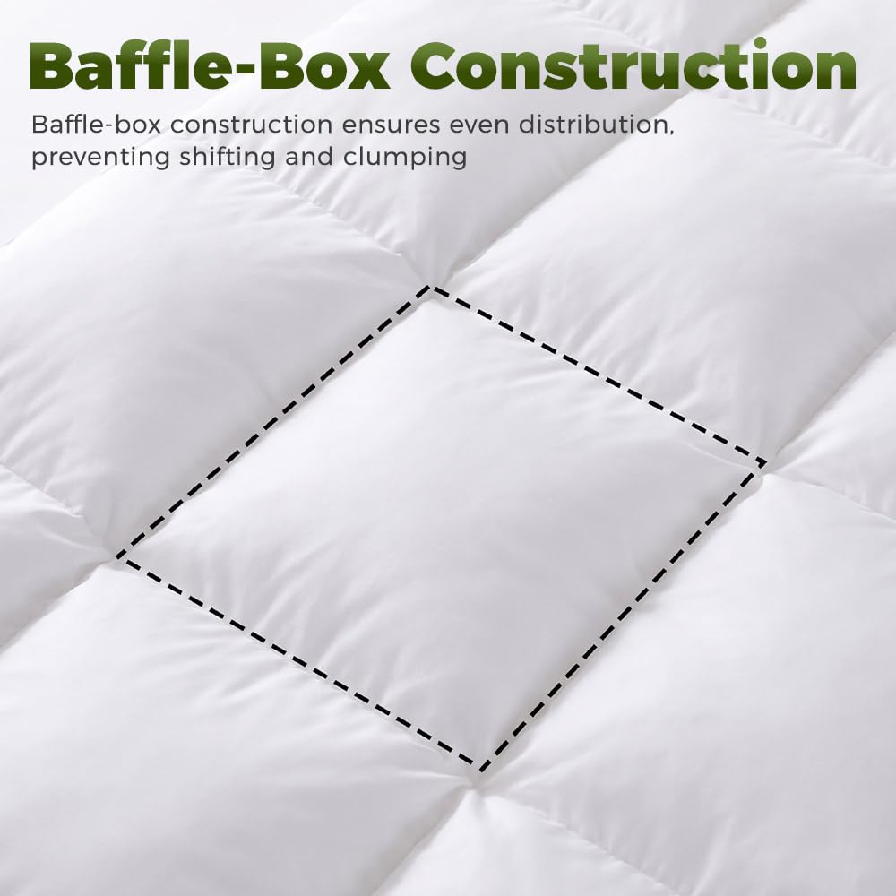 Bamboo Blend Quilt 200GSM - Double - All Seasons Comforter, 50% Bamboo 50% Polyester Fill, Baffle Box, Storage Bag