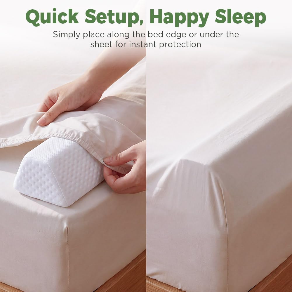 Toddler Bed Bumpers 2-Pack - White 132cm - Memory Foam, Non-Slip Base, Machine Washable Cover