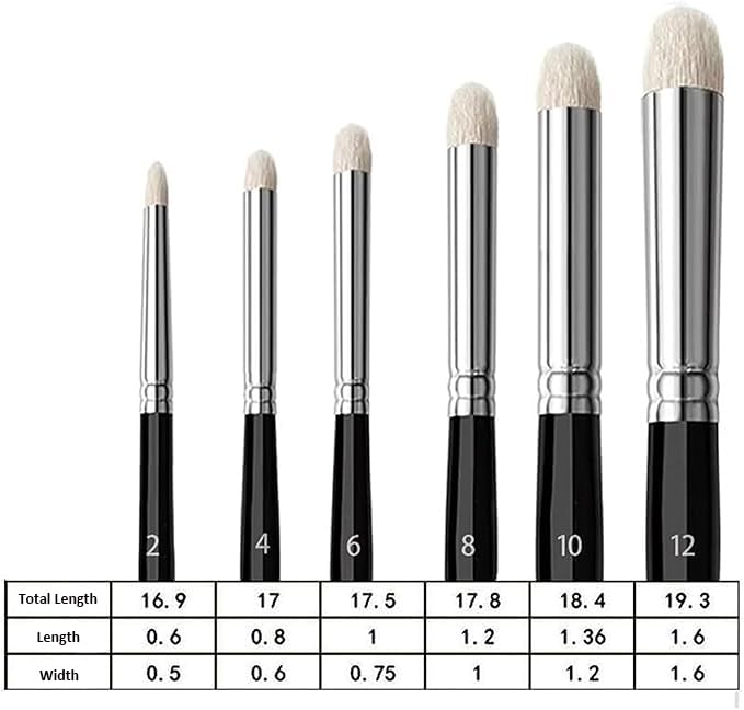Professional Wool Dry Brush Set - 6 Sizes