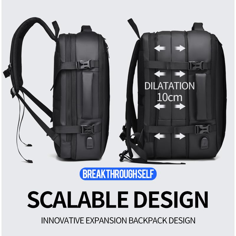 Travel Laptop Backpack 16" with USB Charging Port - Black