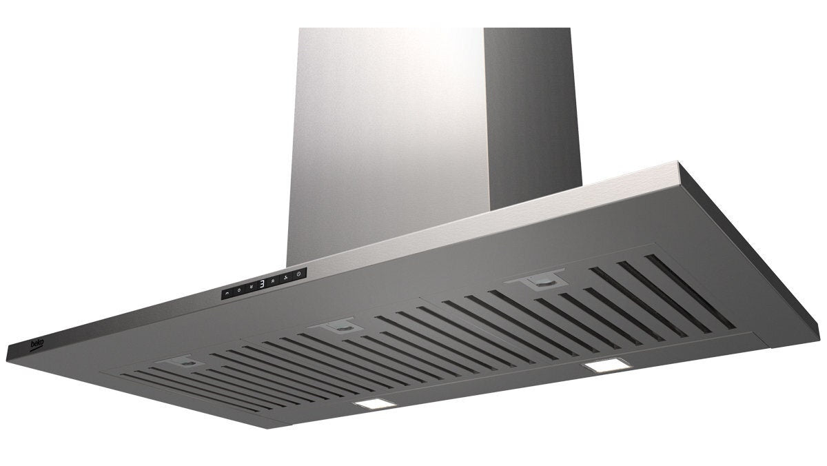Beko 90cm canopy rangehood - Stainless steel - 700m³/h, 4 fan speeds, boost and timer - BRH90CX