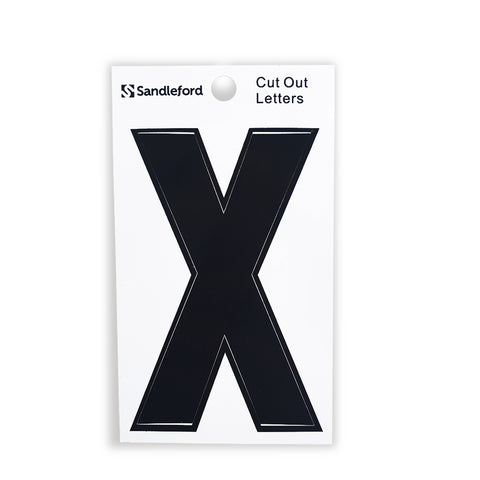 Sandleford 85mm Black Cut Out Self Adhesive House Letter X, Weather Resistant Polycarbonate