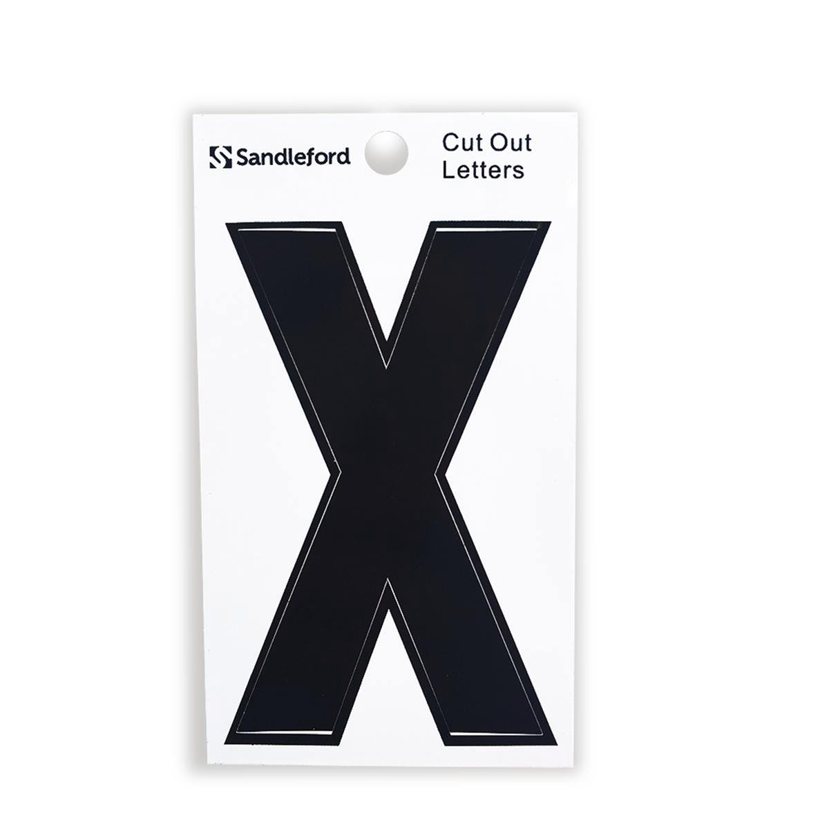 Sandleford 85mm Black Cut Out Self Adhesive House Letter X, Weather Resistant Polycarbonate
