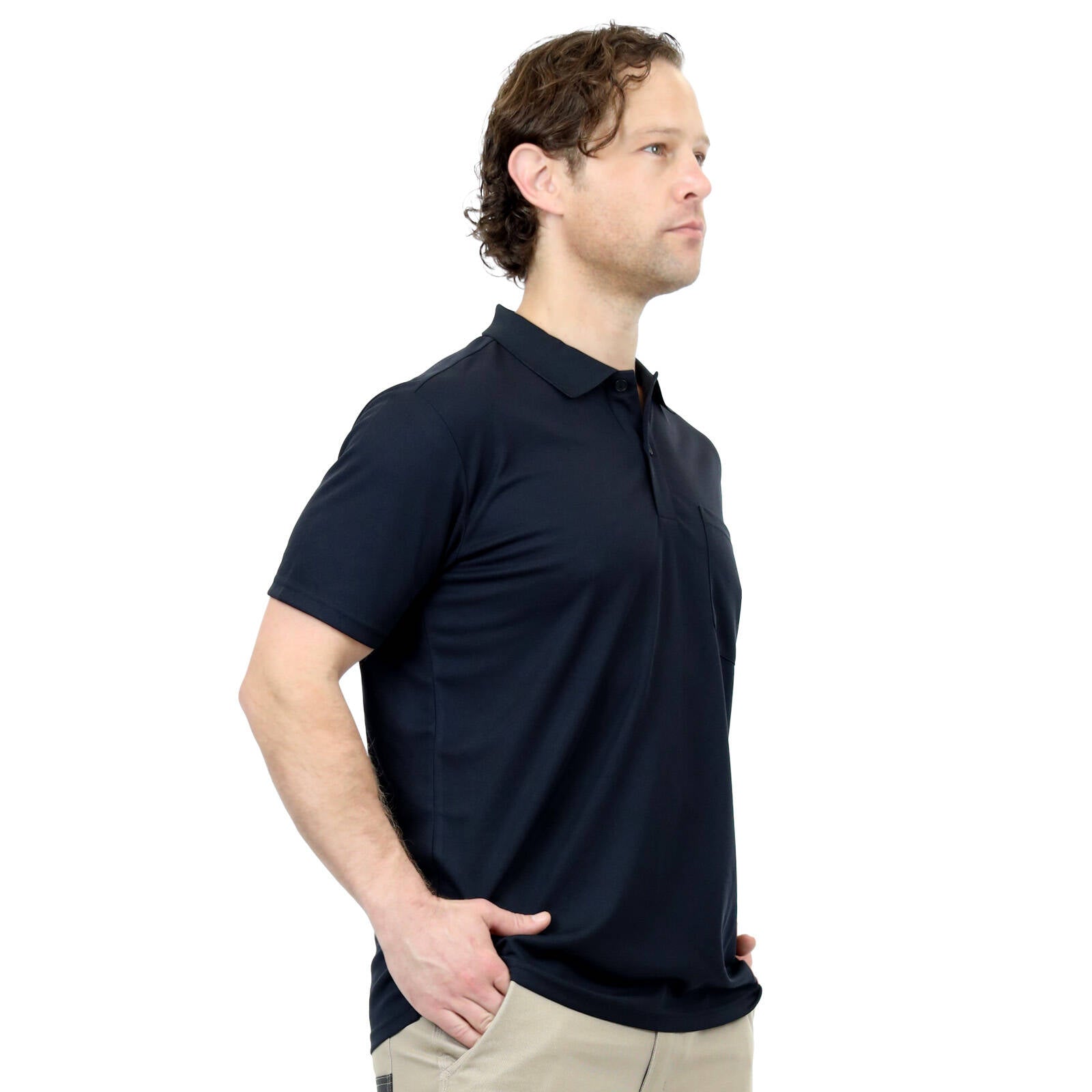 Craftright Men's Black Short Sleeve Polo Polyester - Small