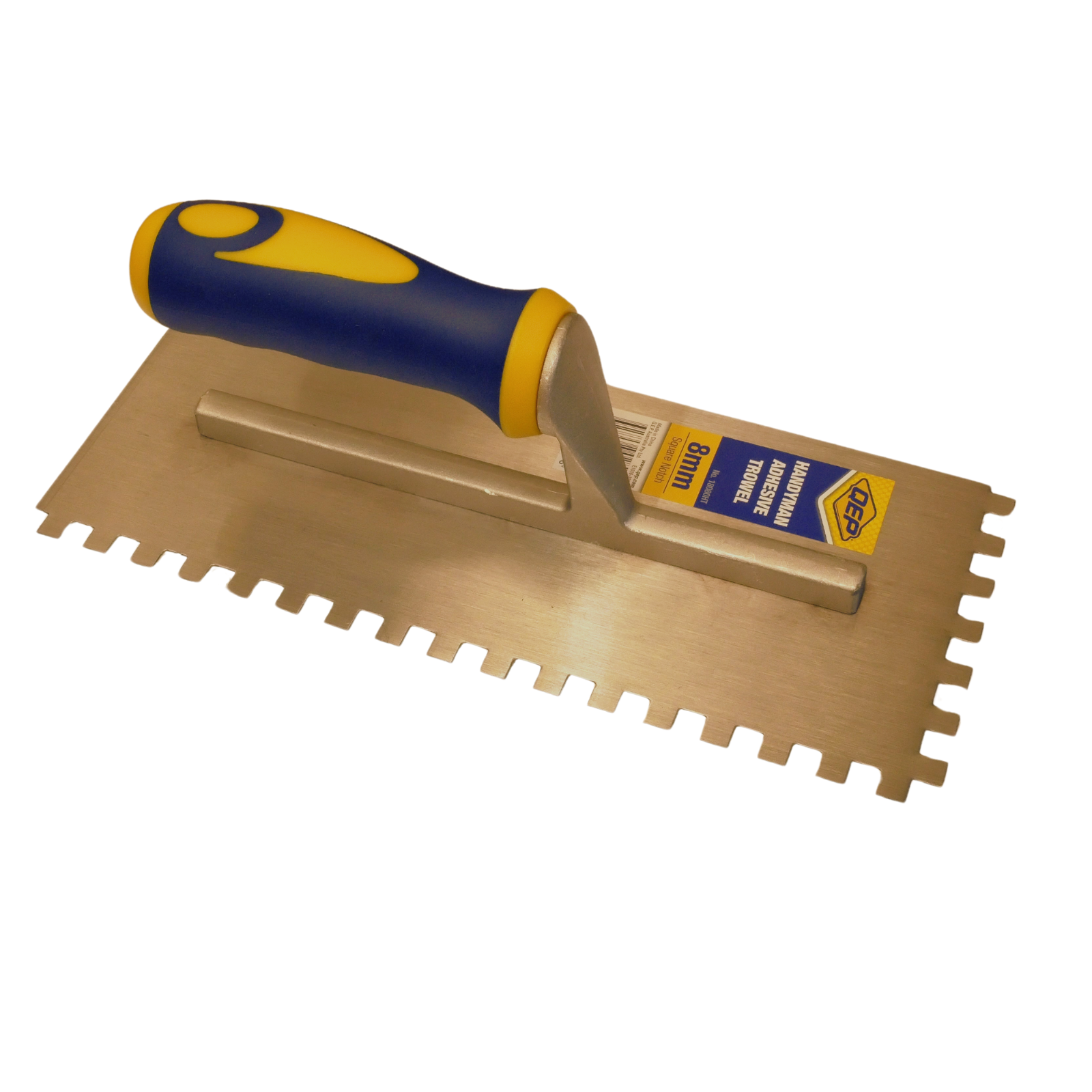 QEP Handyman Adhesive Trowel 8mm Square Notch Carbon Steel Polymer Handle
