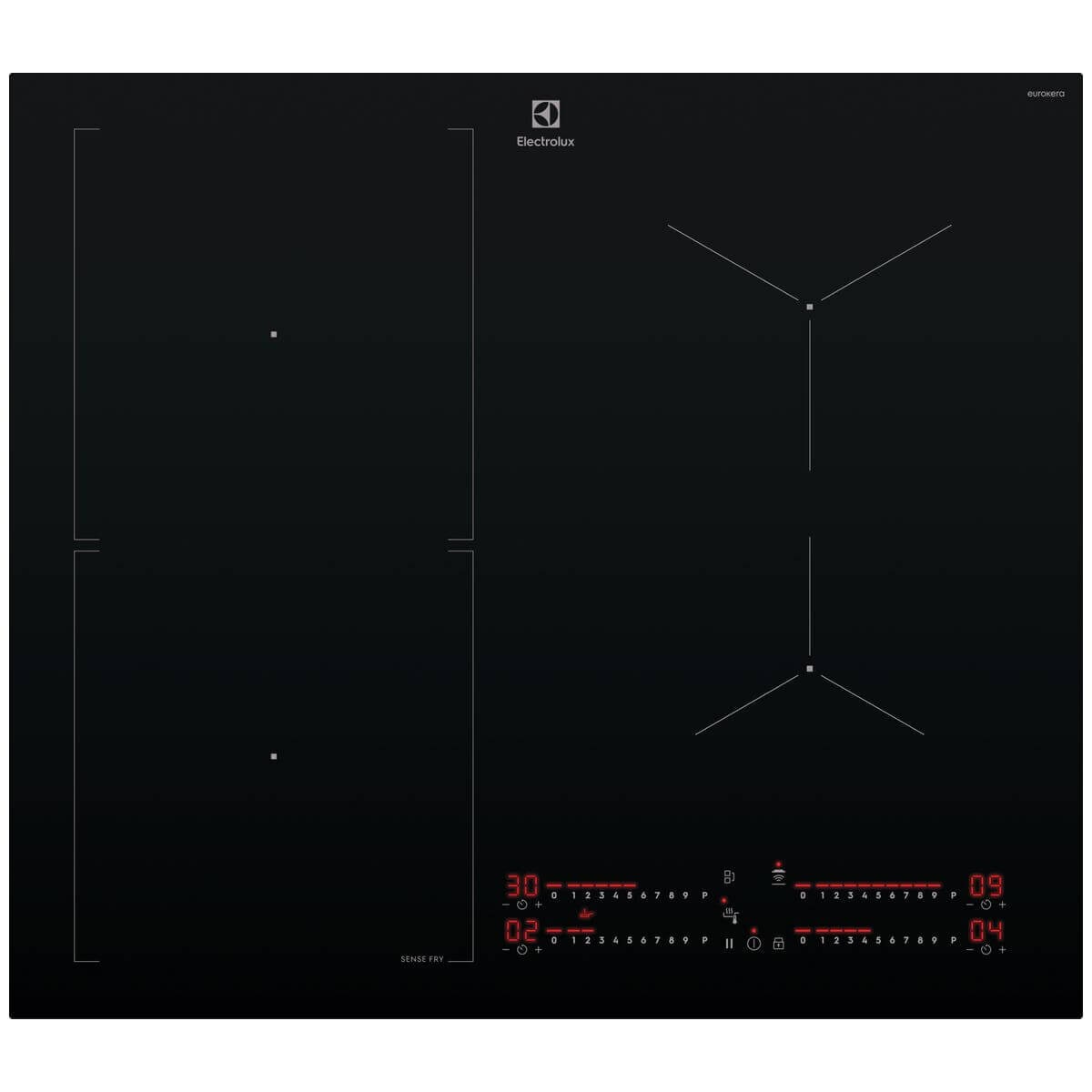 Electrolux 60cm Series 700 Induction Cooktop - SenseFry, 4 Zones, PowerBoost, Black Glass - EHI6475BF