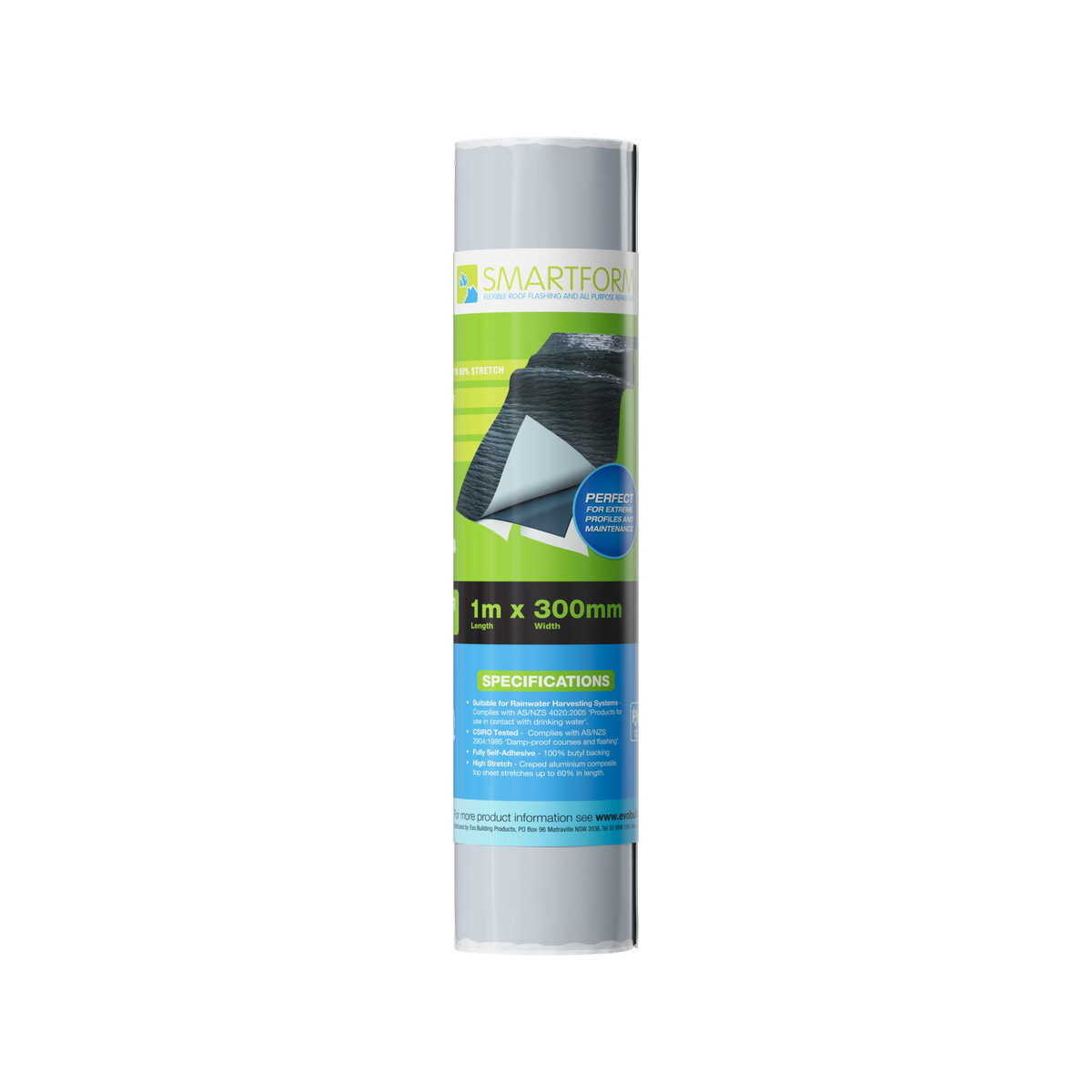 Smartform 300mm x 1m Black Lead Free Flashing - Self-Adhesive, Stretchable