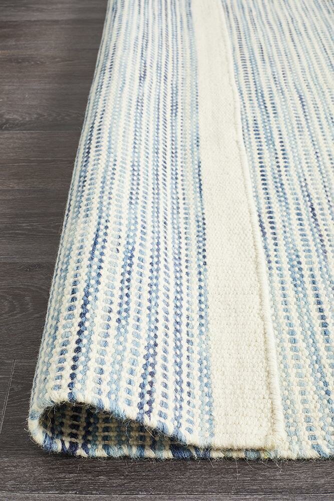 Rug Culture Skandi medium blue rug 225x155cm - hand loomed flatweave wool - SKAN310BLU225X155