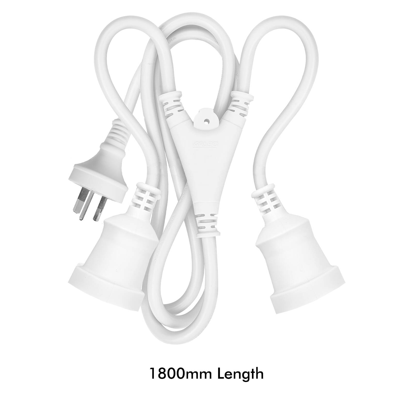 Arlec 1.8m Dual Outlet Split Extension Lead, Ordinary Duty 240V White