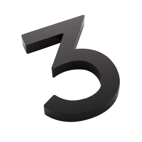 Sandleford Black Edge House Number 3 100mm Anodised Aluminium, Weather Resistant