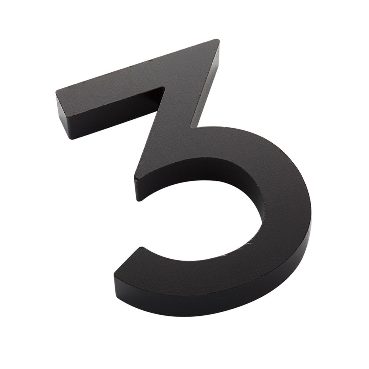 Sandleford Black Edge House Number 3 100mm Anodised Aluminium, Weather Resistant