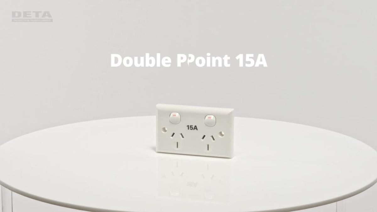 Deta Double Power Point 15A Polycarbonate White Standard Size - SuperSaverAU - view 5