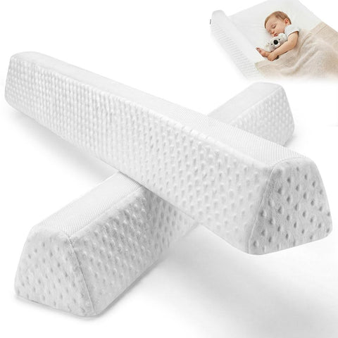 Toddler Bed Bumpers 2-Pack - White 132cm - Memory Foam, Non-Slip Base, Machine Washable Cover