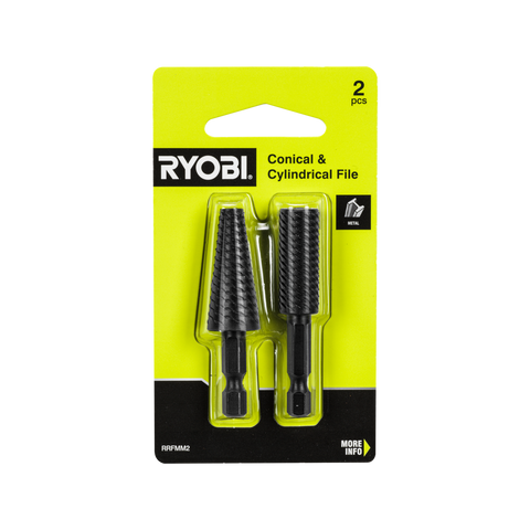 Ryobi 2 Piece Mixed Metal Rotary File Set - 1/4" Hex Shank, Black Oxide