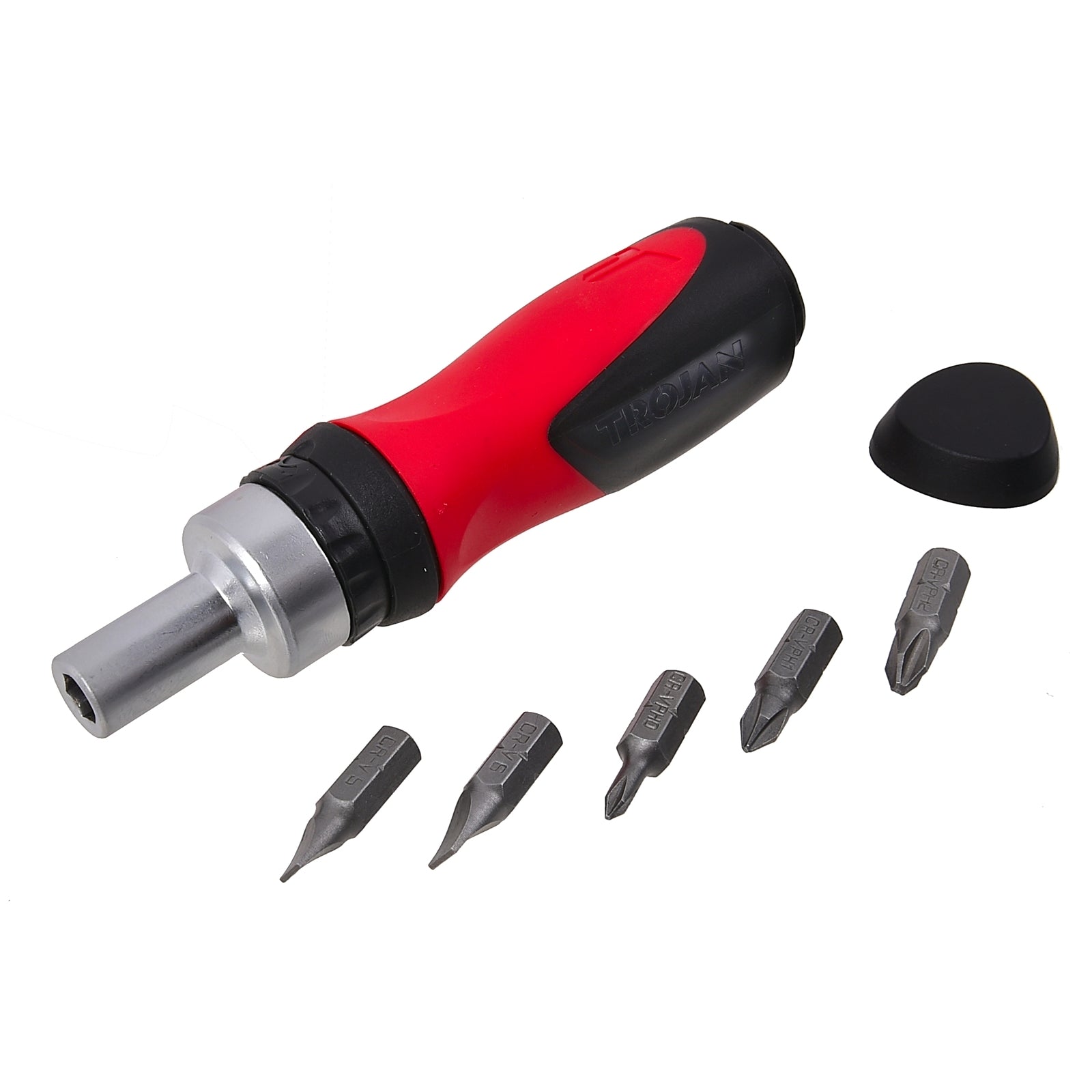 Trojan 6-in-1 Stubby Ratchet Screwdriver, CRV