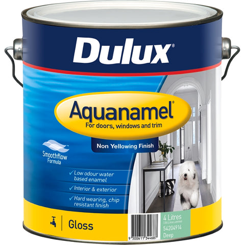 Dulux Aquanamel Gloss Enamel Paint 4L Deep Base UV Resistant
