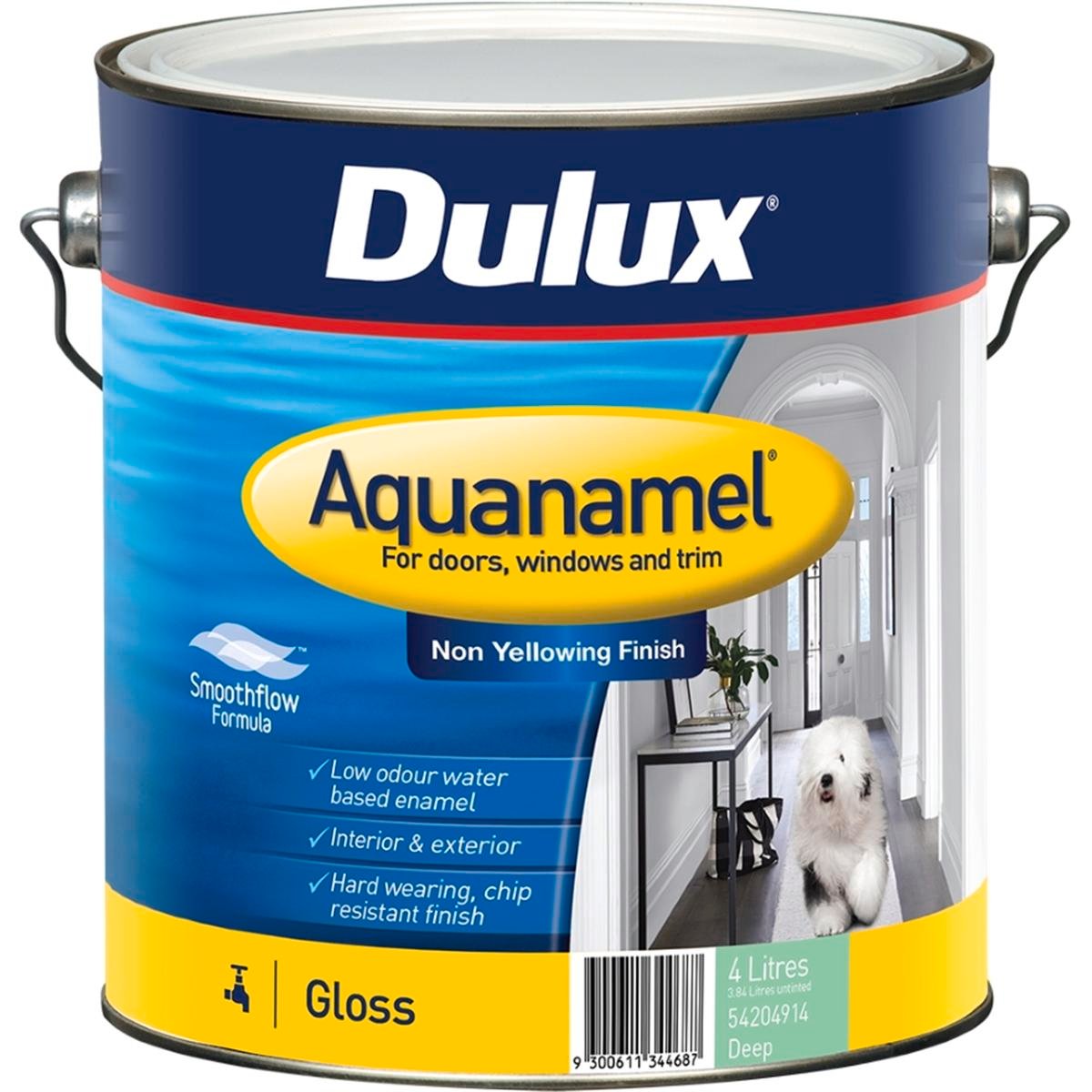 Dulux Aquanamel Gloss Enamel Paint 4L Deep Base UV Resistant