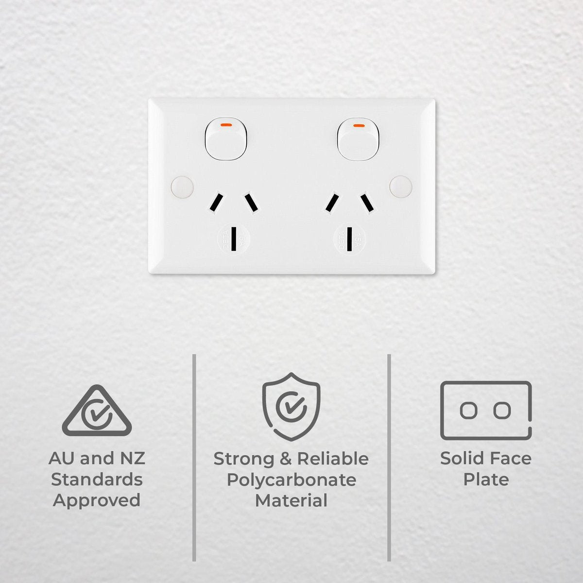 Deta Double Power Point 15A Polycarbonate White Standard Size - SuperSaverAU - view 2