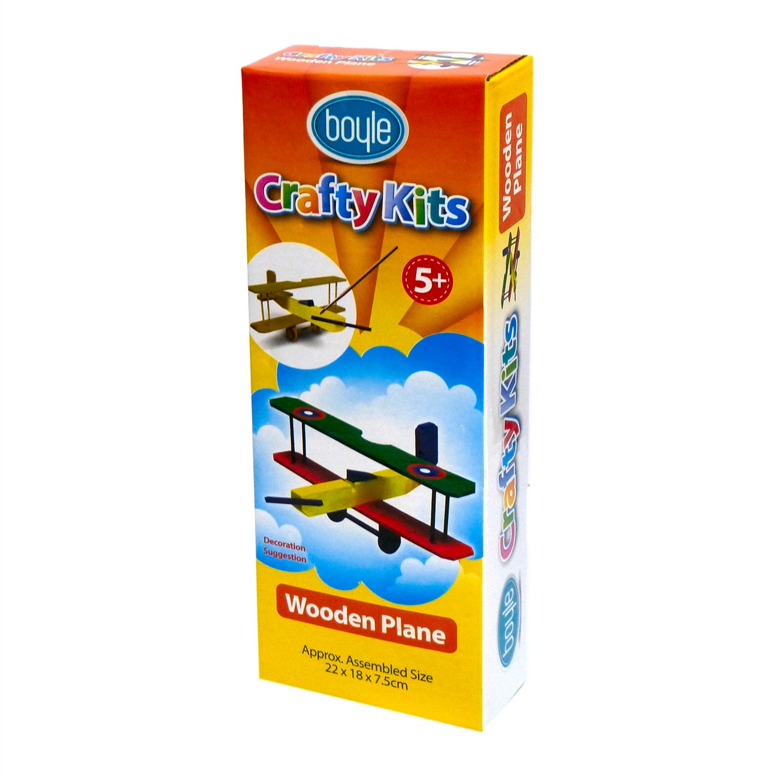 Boyle Wooden Plane Crafty Kit, 150mm Build and Paint Model Plane Kit with Paints