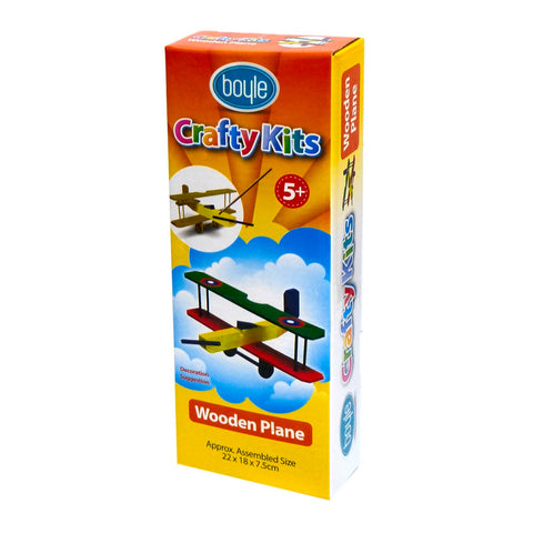 Boyle Wooden Plane Crafty Kit, 150mm Build and Paint Model Plane Kit with Paints