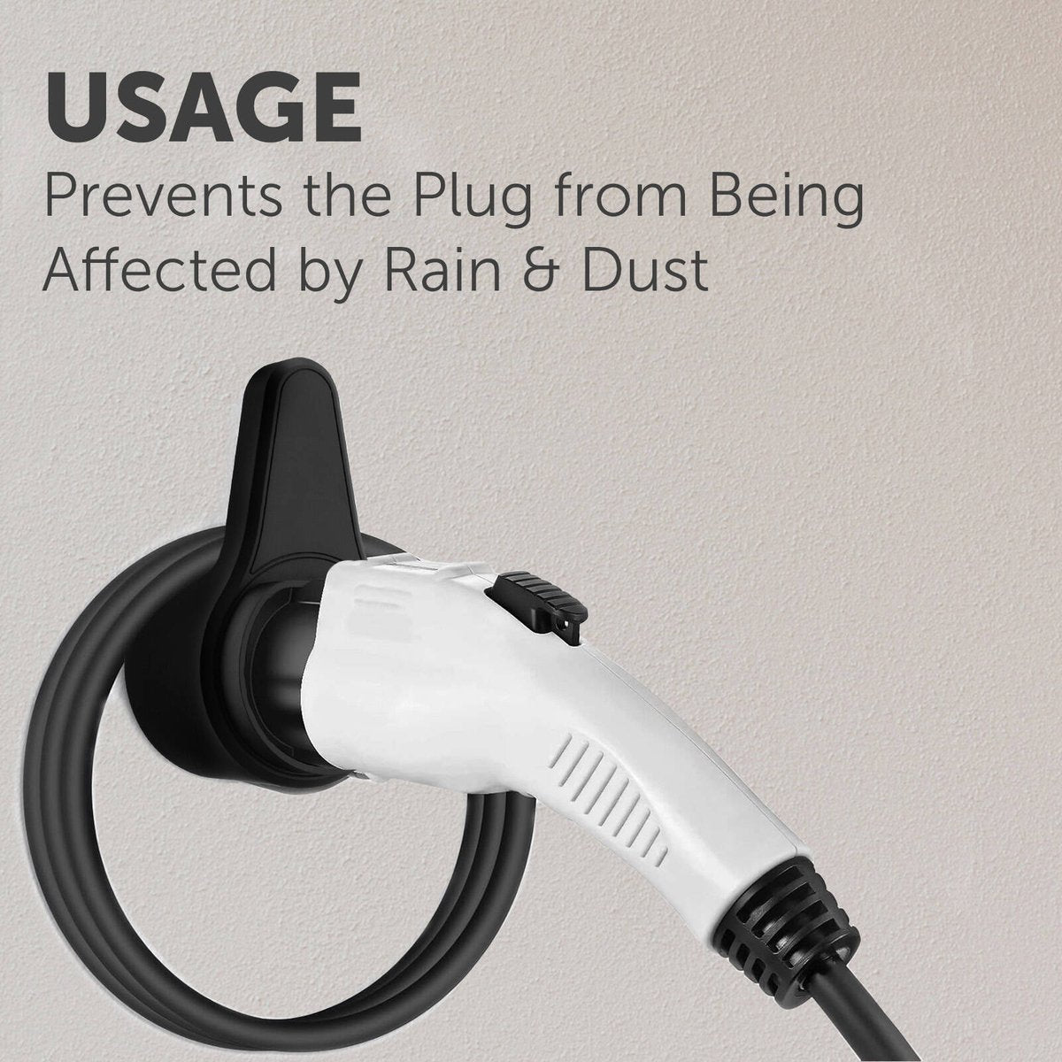 Arlec EV Wall Mount Type 2 Connector Cable Holder - 90mm x 140mm x 80mm - Black - Durable Cable Management - SuperSaverAU - view 3