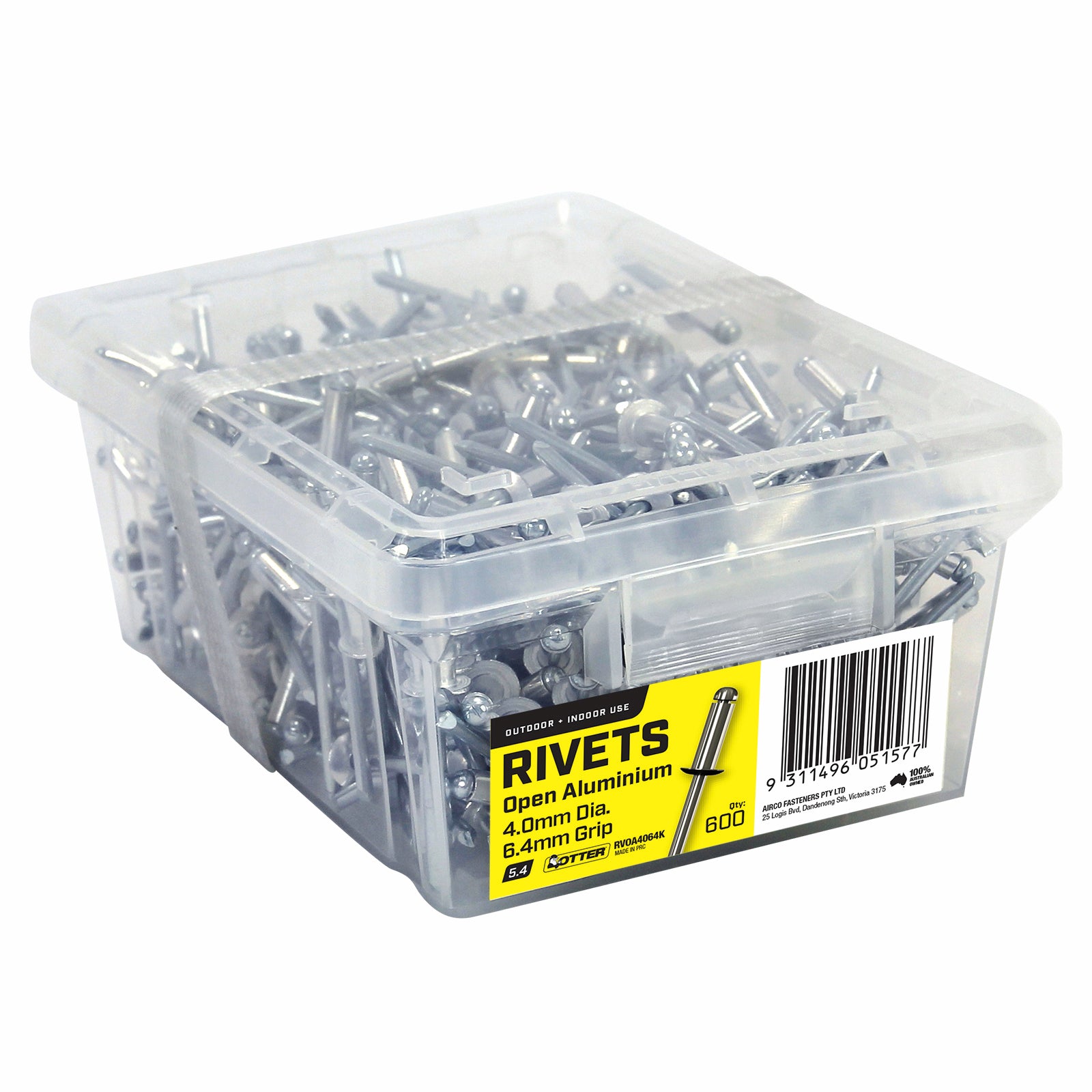 Otter 4.0 x 6.4mm Aluminium Open Blind Rivets - 600 Pack