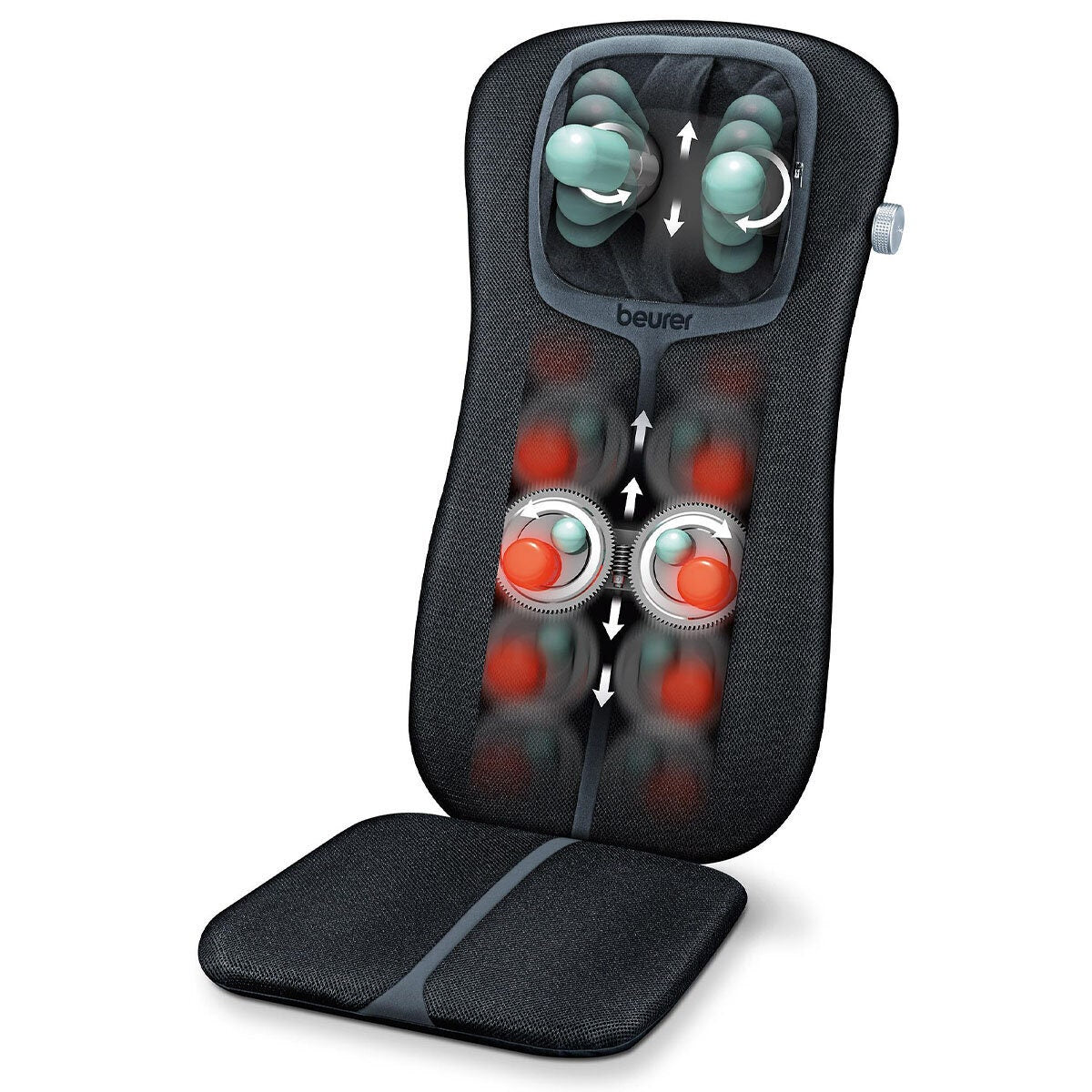 Beurer shiatsu seat cover - shiatsu, spot and rolling massage, light and heat function, black - MG254