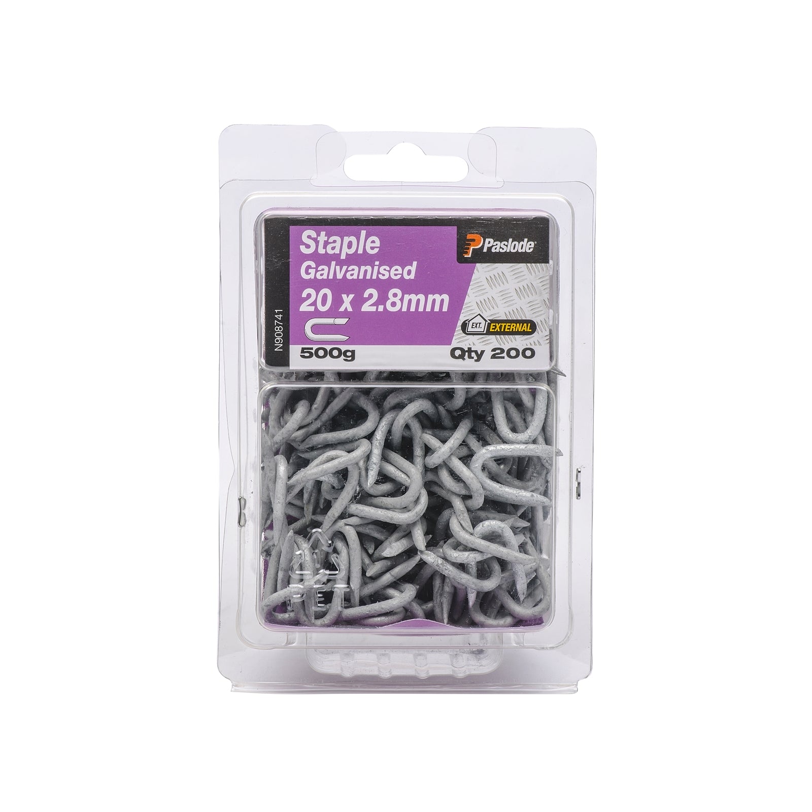 Paslode 20 x 2.8mm Galvanised Steel Staple Nails - 500g 200 Pack