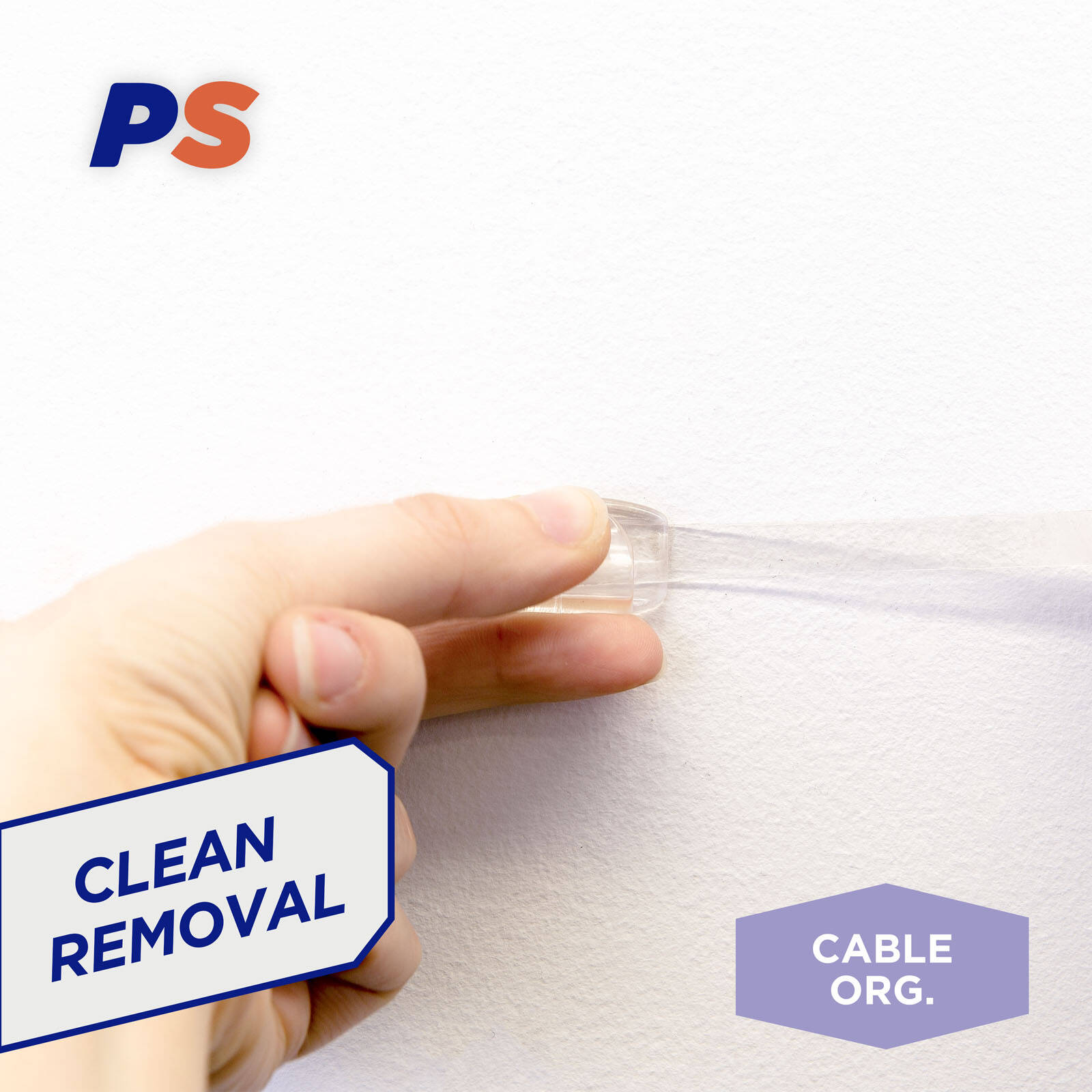 Permastik Clear Cord Clips 12 Pack - Self Adhesive Indoor Cable Clips