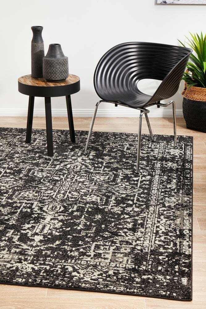 Rug Culture Evoke Large Power Loomed Rug 290x200cm - Charcoal Polypropylene - Jute Weft - EVO253CHAR290X200