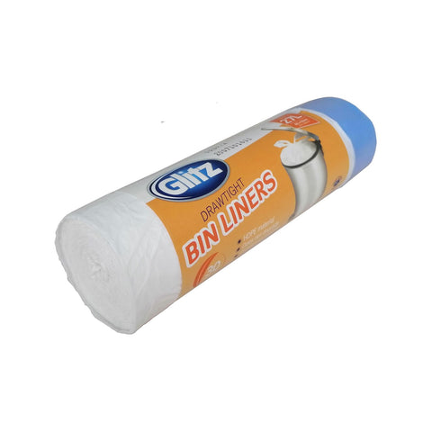 Glitz 27L Pull Tie Kitchen Garbage Bags, 30 Pack, High-Density Polyethylene
